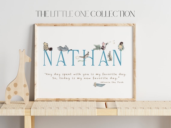 Winnie the Pooh Name Print | Pooh Nursery Art | Winnie the Pooh Decor | New Baby Gift |New Baby Print |Pooh Quote Print |Baby Boy Girl Decor
