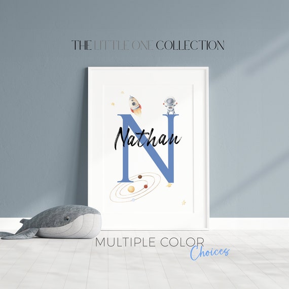 Outer Space Name Print | Personalized Kids Bedroom Wall Art | Space Toddler Decor | Boys Bedroom Wall Art | Astronaut Print | Playroom Decor