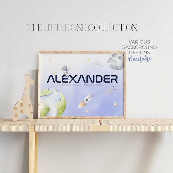Boys Space Bedroom Print | Personalized Name Print | Boys Bedroom Decor | Space Nursery Decor | Outer Space Prints | Rocket Print Art