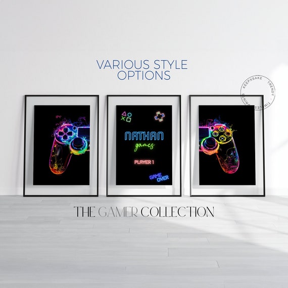 Gaming Print | Set of 3 Personalized Gaming Prints | Gamer Gift | Games Room Wall Art | Boys Bedroom Decor | Contemporary Gamer Prints