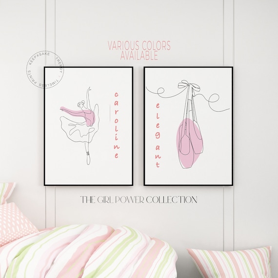 Ballerina Prints | Todller Girl Ballet Wall Art | Ballerina Line Art | Girl Positive Ballet Decor | Personalized Teen Girl Affirmation Print