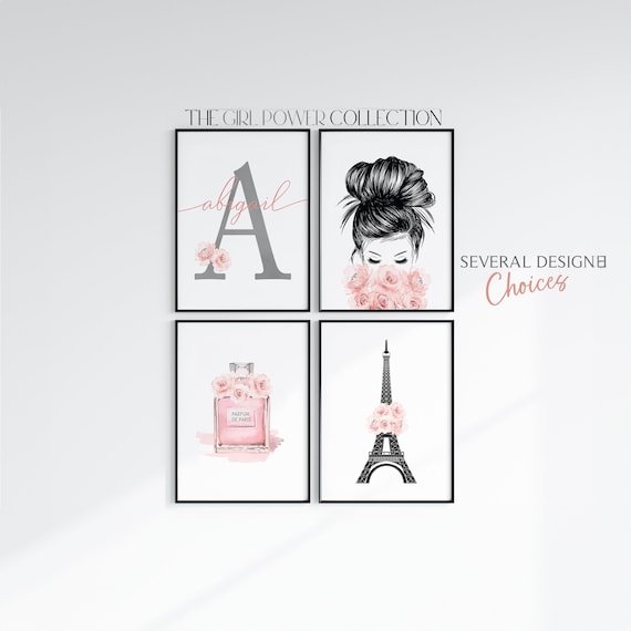 Paris Room Decor, Set of 4 | Teenage Girl Bedroom Personalized Wall Art | Blush Bedroom Decor | Designer Wall Art | Girl Bedroom Prints