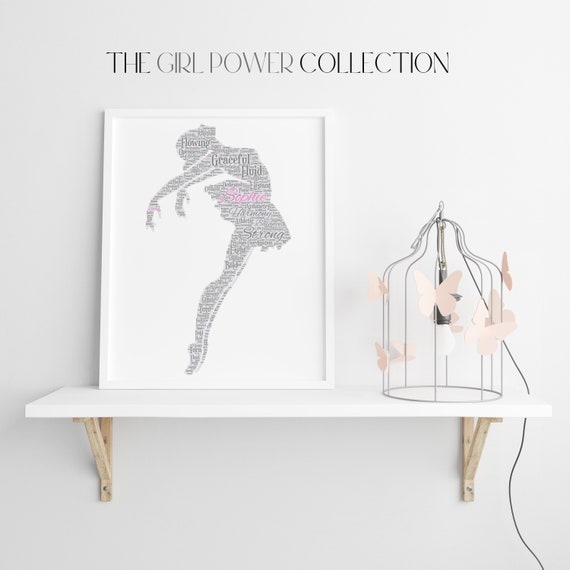Personalized Word Art Ballerina Print | Custom Name Ballet Printable Art | Dancer Gifts | Girl Bedroom Print Decor | Gifts for Girls Dance
