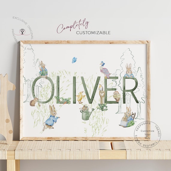 Peter Rabbit Nursery Print | Personalized Name Decor (Digital Download) | Baby Boy Decor