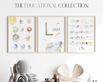 Space Alphabet & Planets Print | Personalized Nursery Decor (Digital Download)