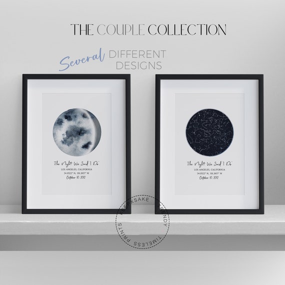 Custom Star Map Print | Night We Met Star and Moon Prints | Night Sky Print | Anniversary Gift | Star Map Poster | Constellation Print