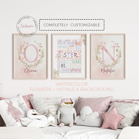 Sisters Bedroom Prints | Wildflowers Print | Siblings Prints | Botanical Print | Shared Room Print |Sister Quote | Meadow Flowers Room Decor