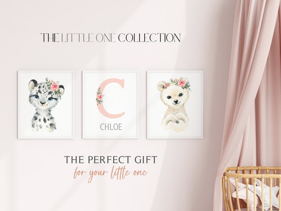 Safari Nursery Print | Custom Safari Nursery Decor | Flowers Nursery Print | Safari Animal Print | Baby Girl Decor |Blush Pink Nursery Decor