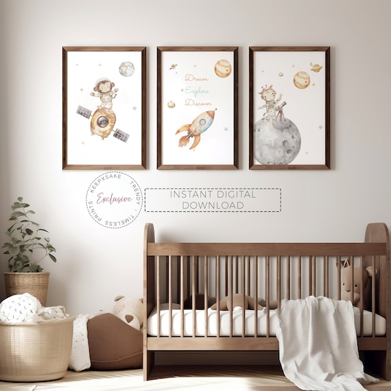 Astronaut Space Animals Nursery Prints | Animals Space Print | Boys Space Nursery Decor | Space Toddler Boy Room Poster | Digital Download