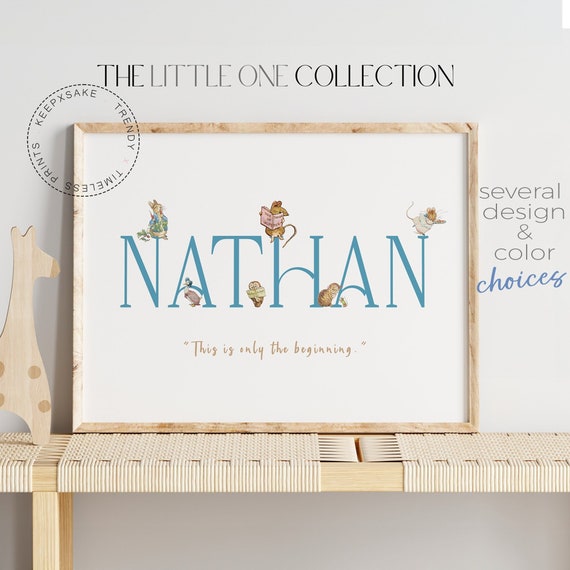 Peter Rabbit Quote Print | Boys Nursery Name Print | Personalized Peter Rabbit Nursery Decor | Blue Nursery Wall Art | New Baby Custom Gift