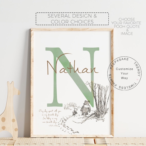 Classic Winnie the Pooh Name Sign | Winnie the Pooh Quote Personalized Print | Pooh Nursery Printable Wall Art | New Baby Pooh Shower Gift