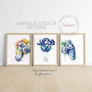 Gaming Print | Set of 3 Personalized Gaming Prints | Gamer Gift | Games Room Wall Art | Boys Bedroom Decor | Contemporary Gamer Prints