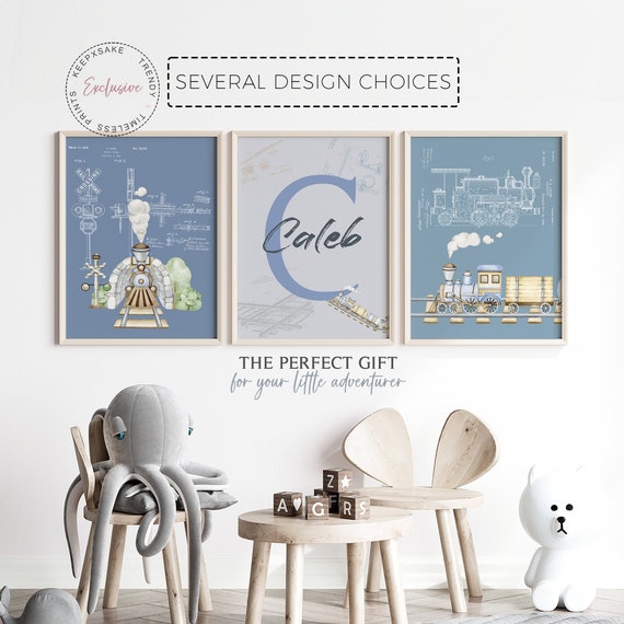 Train Prints Boys Room | Train Patent Prints | Train Boy Room Printable Wall Art | Toddler Boy Bedroom Playroom Print | Boy Train Lover Gift