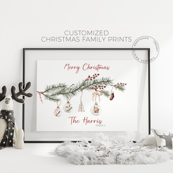 Christmas Family Print |Christmas Wall Art, Custom |Christmas Tree Print |Christmas Sign, Personalized |Christmas Printable,Horizontal Print
