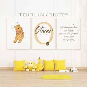 Winnie the Pooh Personalized Name Print Set of 3 | Pooh Nursery Custom Print | Winnie the Pooh Quote Prints | Personalised New Baby Gift