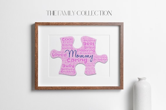Personalized Printable Mom Puzzle Piece Word Art Print | Gift for Mum | Mom Memory Keepsake Print | Custom Wording Poster for Mom |