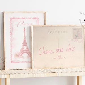Paris Fashion Prints, Eiffel Tower, Blush Pink Bedroom Decor (Digital Download bild 6