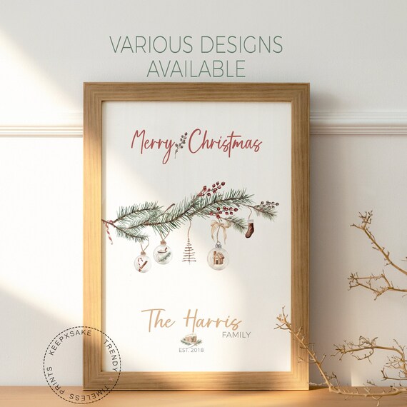 Christmas Family Print |Christmas Stocking Wall Art |Christmas Tree Print |Christmas Sign, Personalized |Christmas Printable Family Gift