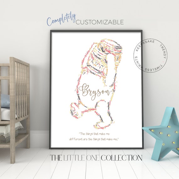 Winnie the Pooh Print | Neutral Nursery Decor | Pooh Nursery Decor | Personalized Baby Print | New Baby Gift | Winnie the Pooh Word Art