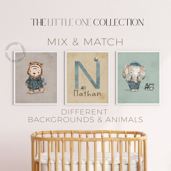 Baby Boy Nursery Prints Set of 3 |Safari Nursery Print | Sage Green Nursery Print | Transport Animal Decor | Train Airplane Nursery Wall Art