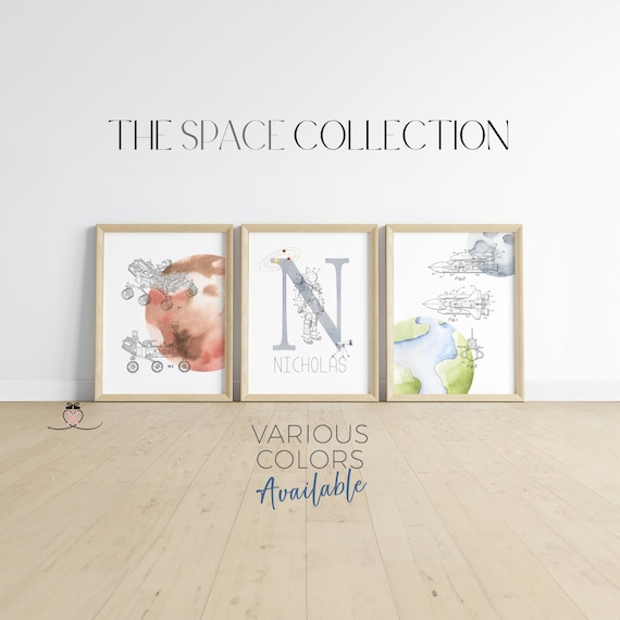 Space Nursery Prints | Planets Rocket Astronaut Posters | Toddler Boys Space Posters | Boy Room Printable Wall Art | Kids Room Space Decor
