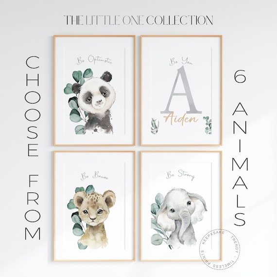 Safari Animal Nursery Wall Art Printable | Personalized Animal Affirmations | Elephant, Zebra, Panda Toddler Wall Art |Gender Neutral Print