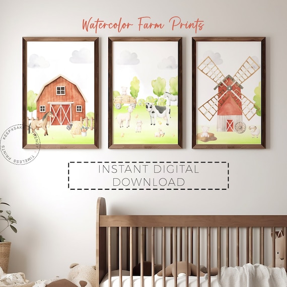 Farm Nursery Prints | Farm Animal Prints | Tractor Nursery | Farm Boy Room Wall Art | Farmyard Nursery | Farm Barn Decor | Digital Download