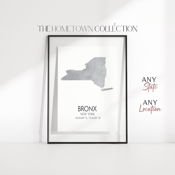 State and Any City Personalized Print | USA City States Map Print | Any Location Map Poster | Friend College Student Gift State Map Poster