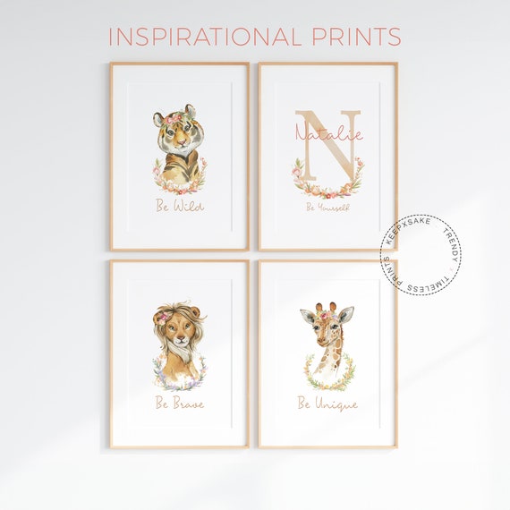 Safari Nursery Print Set | Safari Nursery Art, Personalized | Giraffe, Lion Nursery Decor | Toddler Room Decor | Neutral Nursery Decor