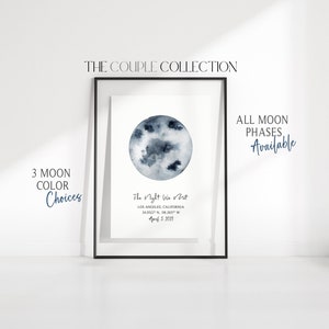 Stampa personalizzata della fase lunare / Regalo personalizzato del cielo notturno / Poster astrologico &quot;La notte in cui ci siamo incontrati&quot; / Regalo di coppia / Regalo di anniversario di matrimonio / Stampa della luna