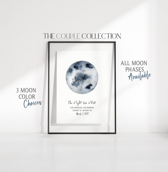 Moon Phase Personalized Print | Custom Night Sky Gift | Night We Met Astrology Poster | Couple Gift | Wedding Anniversary Gift | Moon Print