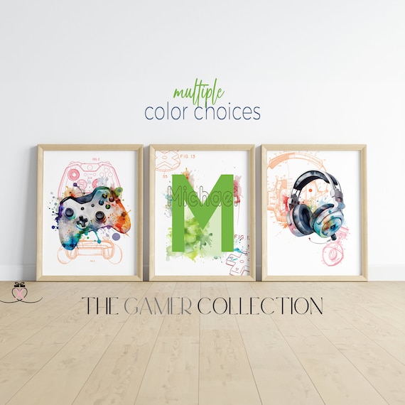 Gaming Controller Prints | Personalized Gaming Prints | Gamer Gift | Games Room Wall Art | Boys Bedroom Decor | Contemporary Gamer Prints