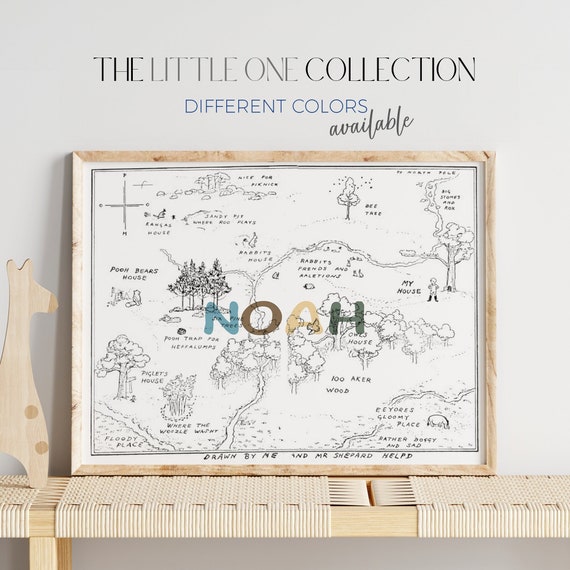 100 Acre Wood Map | Custom Original Pooh Map | Pooh 100 Aker Print | Pooh Bear Nursery | Personalized 100 Aker Map | Neutral Boy Nursery