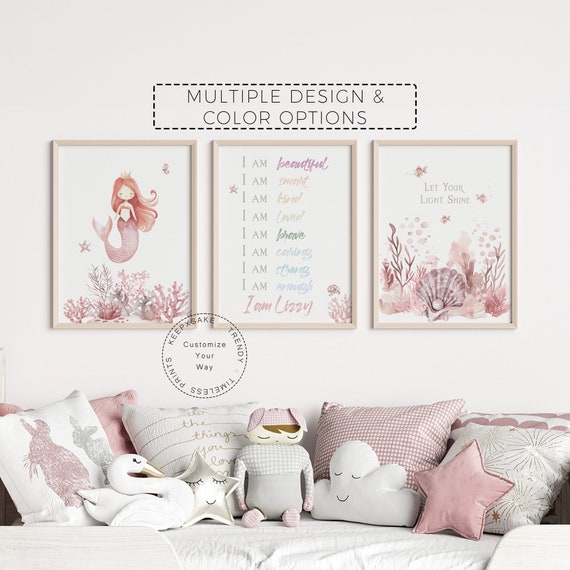 Mermaid Prints | Girl Affirmation Print | Under the Sea Baby Girl Nursery Printable Wall Art | Girls Bedroom Decor | Mermaid Nursery Decor