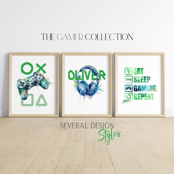Gaming Prints | Set of 3 Gaming Prints Personalized | Games Room Wall Art |Gamer Bedroom Decor |Contemporary Prints | Games Room|Gamer Gift