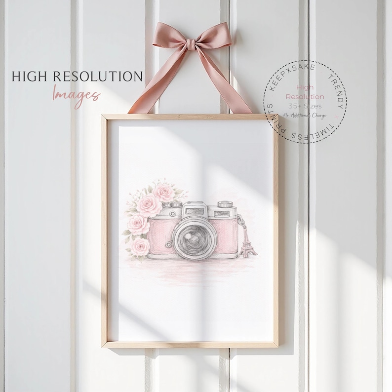 Paris Fashion Prints, Eiffel Tower, Blush Pink Bedroom Decor (Digital Download bild 5