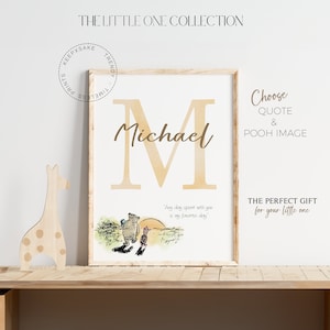 Winnie the Pooh Personalized Name Print | Winnie the Pooh Nursery | Pooh Bear Quote Print | New Baby Gift | Personalized Initial Baby Print
