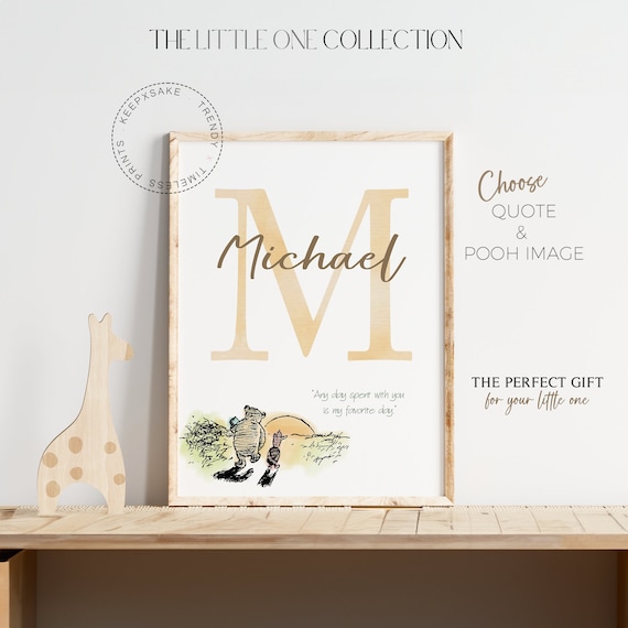 Winnie the Pooh Personalized Name Print | Winnie the Pooh Nursery | Pooh Bear Quote Print | New Baby Gift | Personalized Initial Baby Print