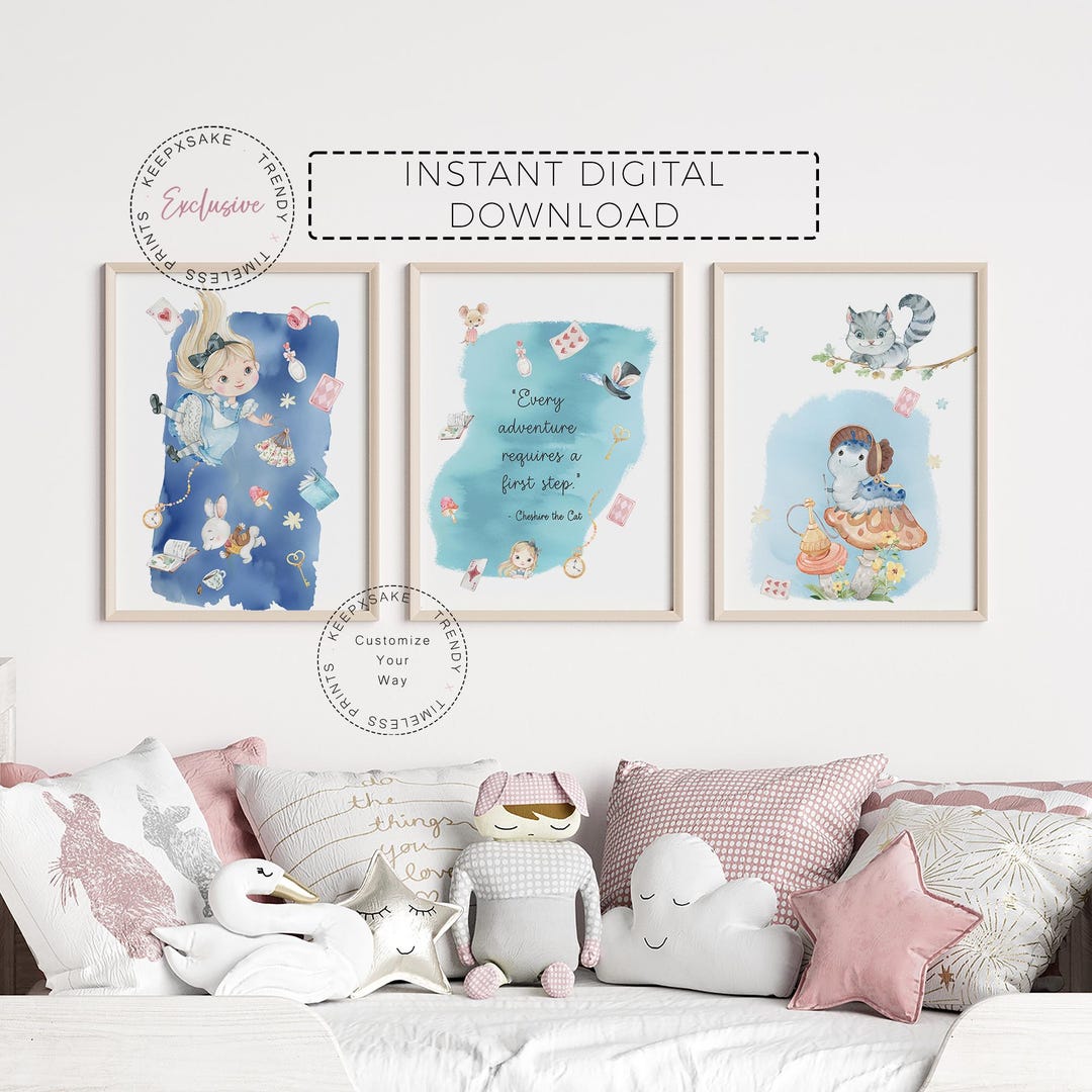 Alice in Wonderland Nursery Prints | Watercolor, Girl Room Decor ...