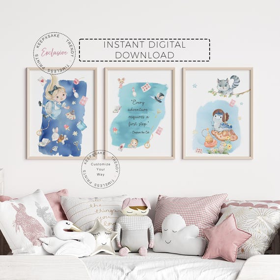 Alice in Wonderland Quote Prints | Lewis Carroll Wall Art | Alice in Wonderland Decor | Toddler Girl Book Quote Prints | Fairy Tale Quotes
