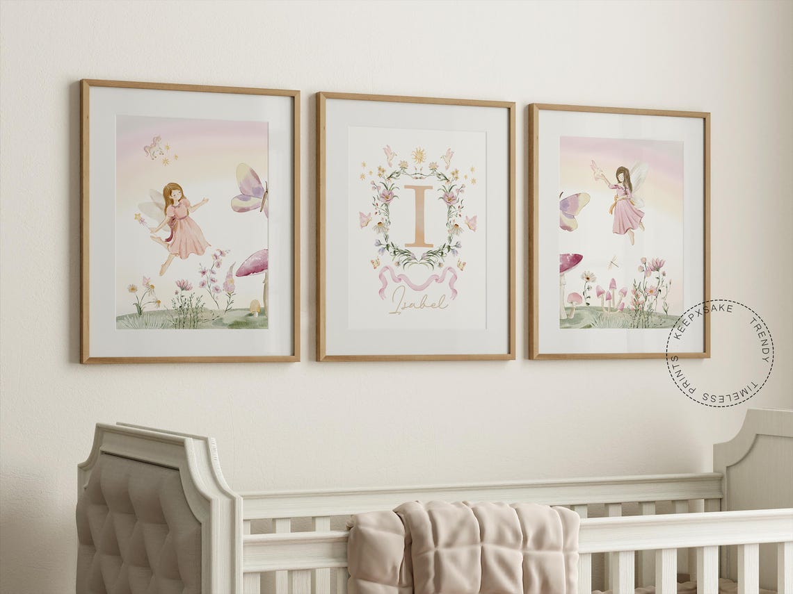 Fairy Nursery Decor Set: Personalized Name Sign, Wildflower Art ...