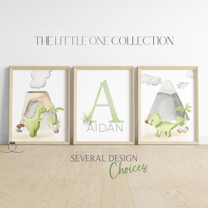 Set of 3 Dinosaur Prints | Boys Dinosaur Bedroom Prints | Dinosaur Bedroom Decor | Personalized Dinosaur Wall Art | Neutral Nursery Decor