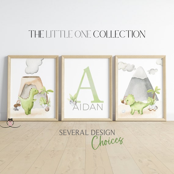 Set of 3 Dinosaur Prints | Boys Dinosaur Bedroom Prints | Dinosaur Bedroom Decor | Personalized Dinosaur Wall Art | Neutral Nursery Decor
