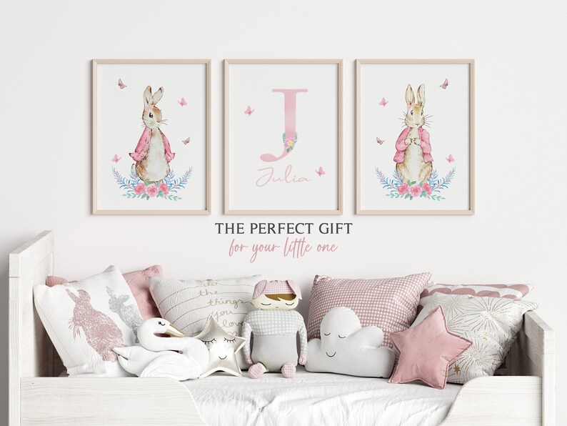 Peter Rabbit Prints | Baby Girl Nursery Wall Art | Blush Pink Nursery ...
