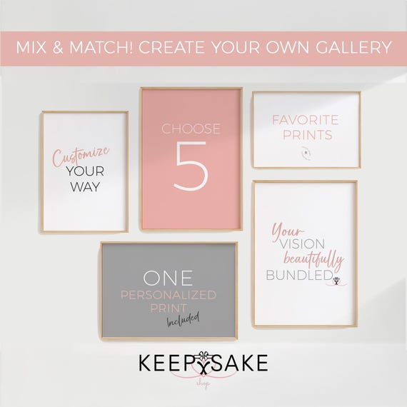 Mix & Match Print Bundle – Choose Any 5 Gallery Wall Prints | Customizable Nursery and Kids Room Art Set | Personalized Print Included