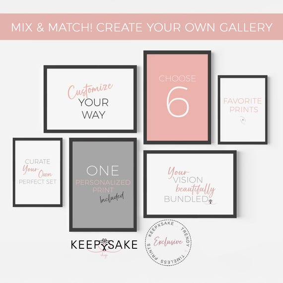 Mix & Match Print Bundle – Choose Any 6 Gallery Wall Prints | Customizable Nursery and Kids Room Art Set | Personalized Print Included