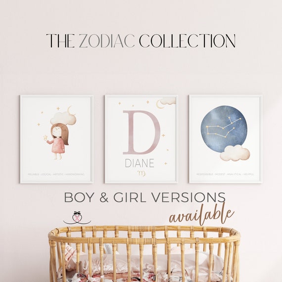 Personalized Virgo Constellation Print, Set of 3 | Star Sign Gift | Custom Astrology Nursery Print | Zodiac Sign Gift | Nursery Boho Decor