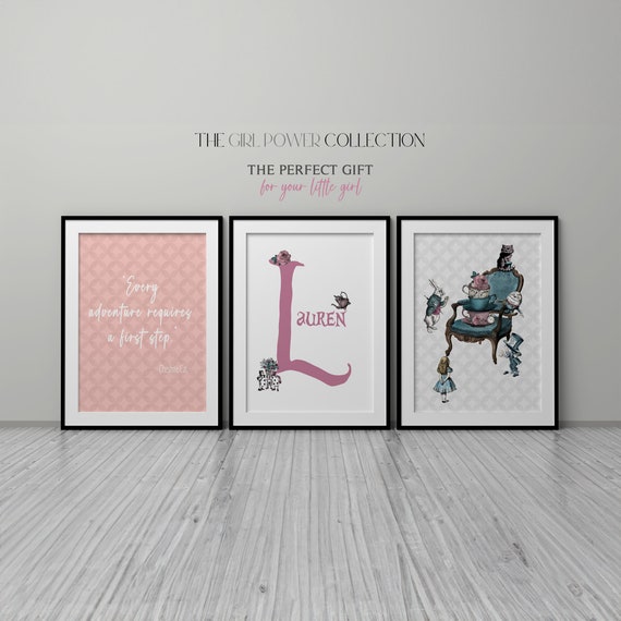 Alice in Wonderland Print | Custom Alice Wall Art, Set of 3 | Girls Bedroom Wall Art |  Wonderland Quote Prints | Girl Bedroom Prints
