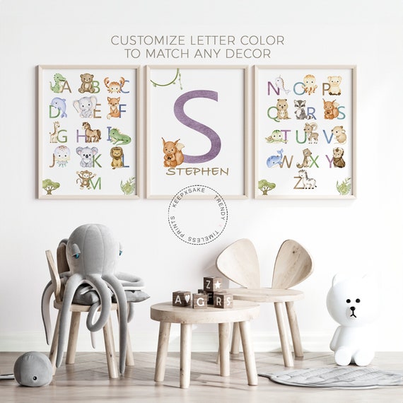 Nursery Alphabet Prints | Alphabet Posters | Custom ABC Print | Nursery Wall Art, Personalized | New Baby Gift |ABC Nursery Print |Boy Decor