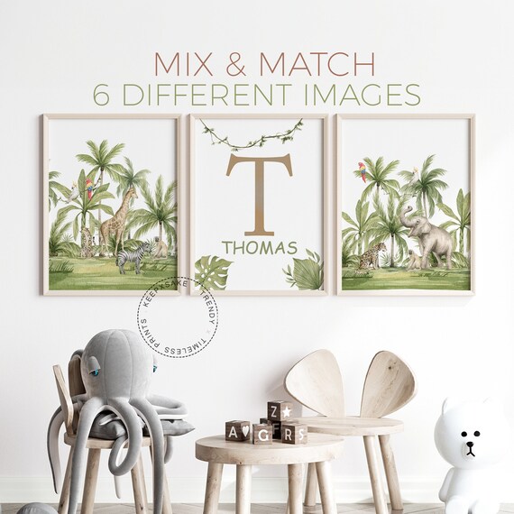 Safari Nursery Prints | Woodland Nursery Decor, Personalized |  Toddler Animal Wall Art | Gender Neutral Woodland Animal Posters, Set of 3